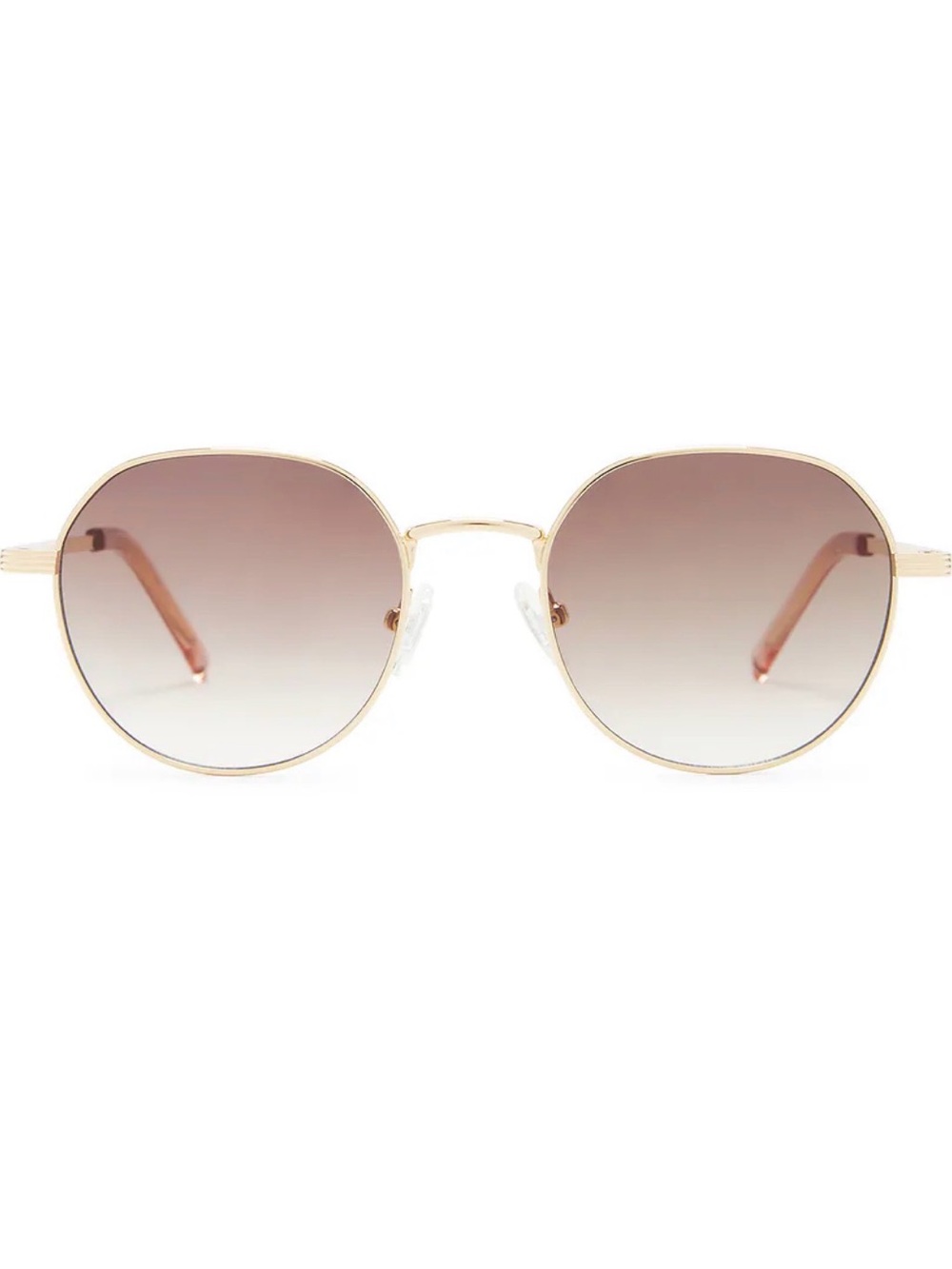 Le Specs Gold Round Sunglasses with Gradient Brown Lenses